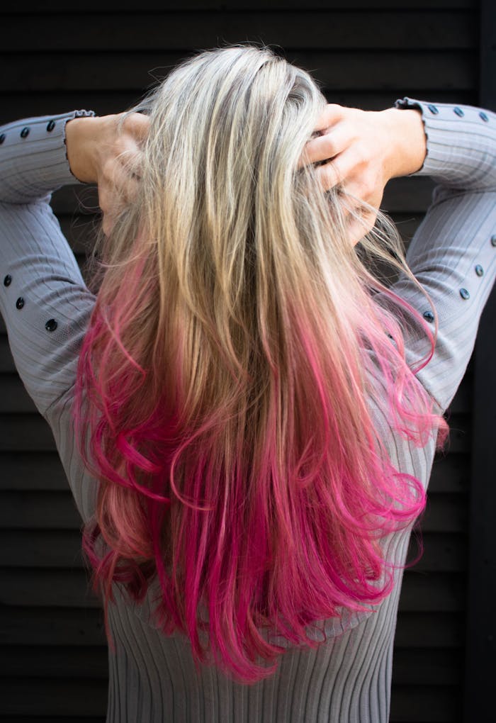 Pink colored hair